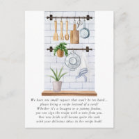 Watercolor Kitchen Utensils Bridal Shower Recipe