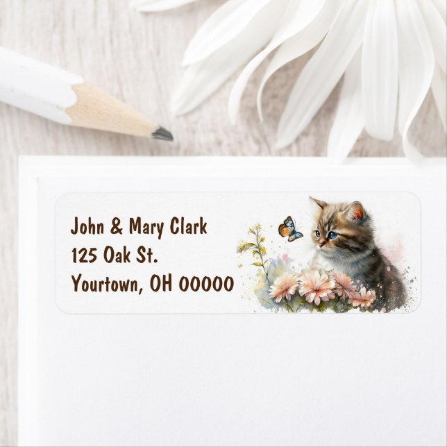 Watercolor Kitten With Butterfly (Insitu)