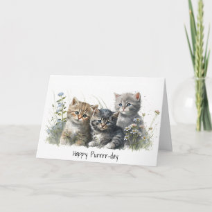 Watercolor Kittens Birthday Card