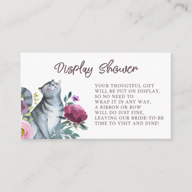 Watercolor Kitty Cat Display Shower Enclosure Card (Front)