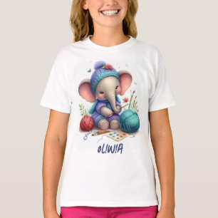 Watercolor knitting elephant T-Shirt