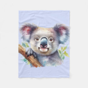 Watercolor Koala Bear Wildlife Animal Nature Art Fleece Blanket
