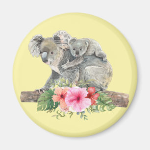 Watercolor Koala Bears Cute Mom & Baby Magnet