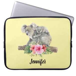 Watercolor Koala Bears Cute Mum & Baby Laptop Sleeve