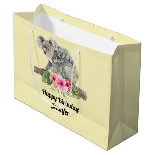 Watercolor Koala Bears Cute Mum & Baby Large Gift Bag