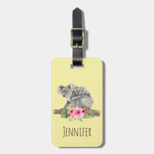 Watercolor Koala Bears Cute Mum & Baby Luggage Tag