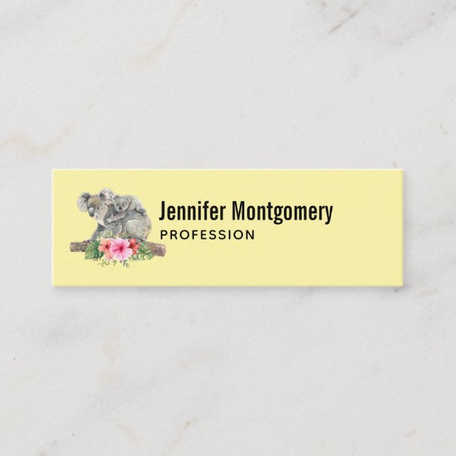 Watercolor Koala Bears Cute Mum & Baby Mini Business Card (Front)