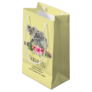 Watercolor Koala Bears Cute Mum & Baby Thank You Small Gift Bag