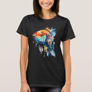 Watercolor Koi Carp Colourful Pond Fishing Fish T-Shirt