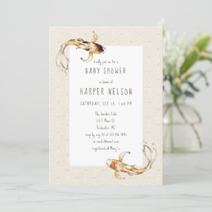 watercolor koi fish baby shower invitation