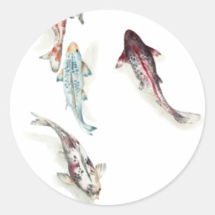 Watercolor Koi Fish Classic Round Sticker