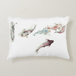 Watercolor Koi Fish Decorative Cushion
