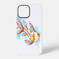 Watercolor Koi Fish Drawing on White Background