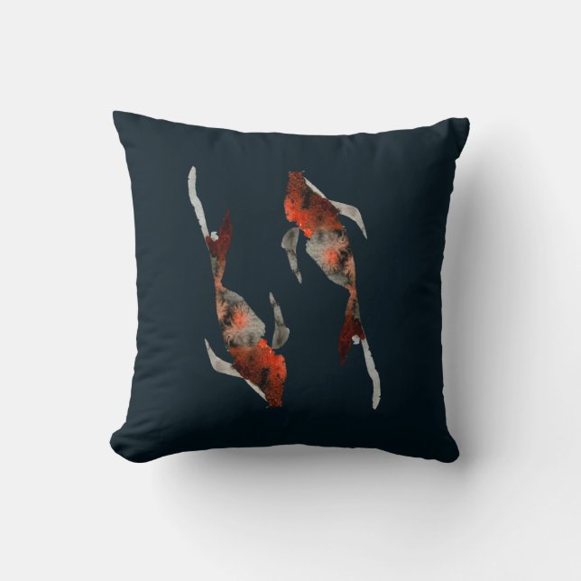 Watercolor koi fish illustration cushion (Front)
