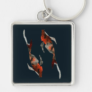 Watercolor koi fish illustration key ring