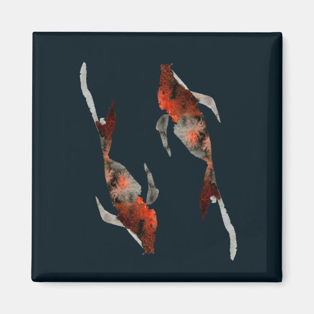 Watercolor koi fish illustration magnet (Front)