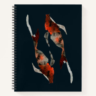 Watercolor koi fish illustration notebook