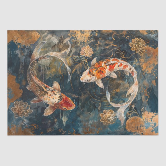 Watercolor Koi Fish Illustration Tissue Paper (Front)