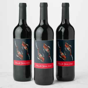 Watercolor koi fish illustration wine label