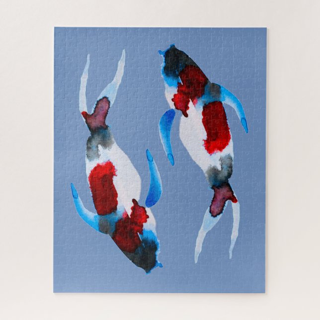 Watercolor koi fish  jigsaw puzzle (Vertical)