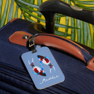 Watercolor koi fish  luggage tag