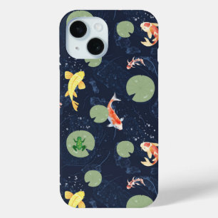 Watercolor Koi Fish Pond Seamless Pattern iPhone 15 Case