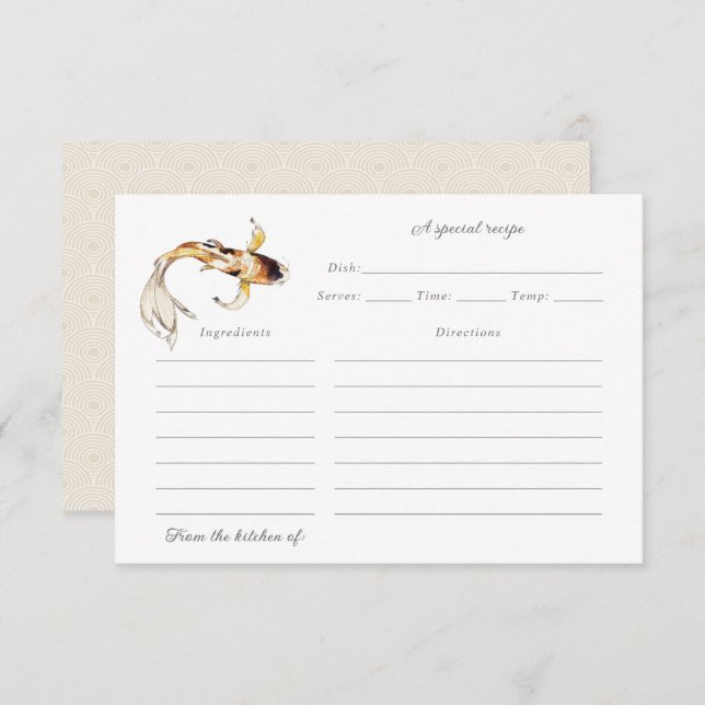 watercolor koi fish recipe card (Front/Back)