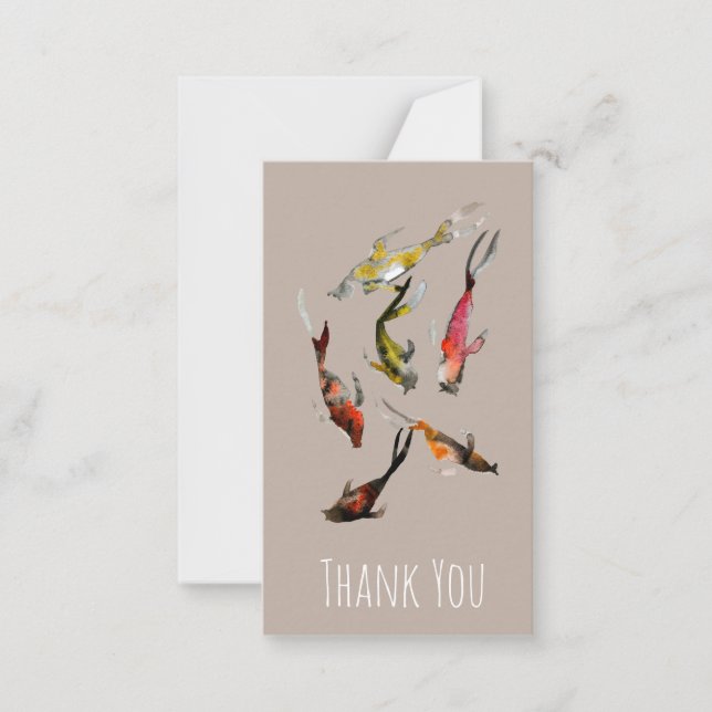 Watercolor koi fish red brown gold card (Front)