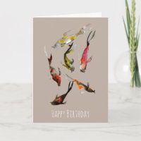 Watercolor koi fish red brown gold