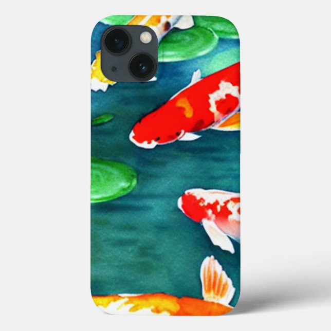 Watercolor Koi Fish Swimming in Pond Case-Mate iPhone Case (Back)