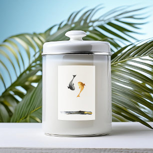Watercolor Koi Fish Wedding Candle Label