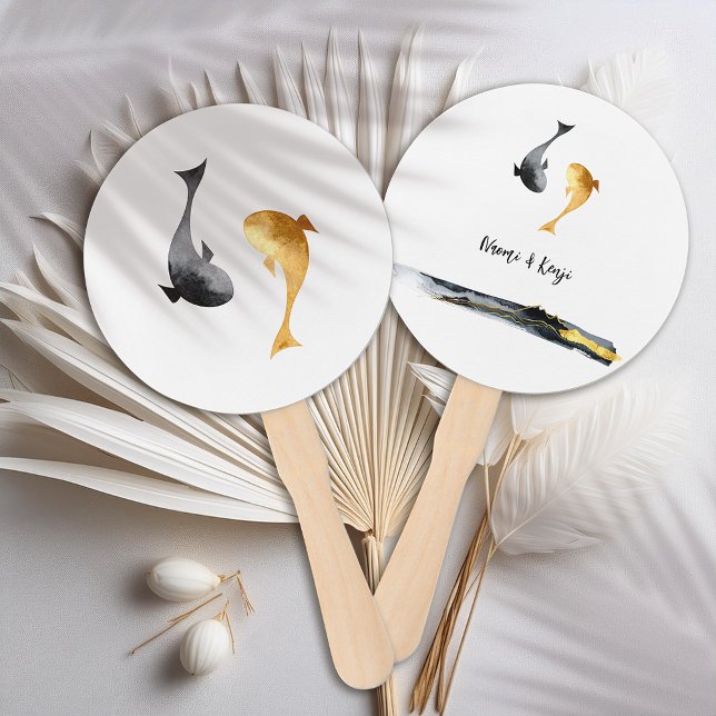 Watercolor Koi Fish Wedding Hand Fan (Creator Uploaded)