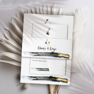 Watercolor Koi Fish Wedding Invitation Belly Band