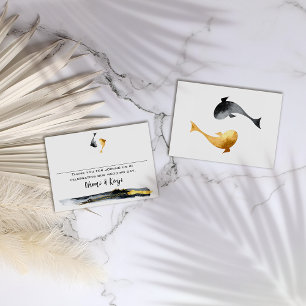 Watercolor Koi Fish Wedding Place Card