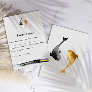 Watercolor Koi Fish Wedding RSVP Card