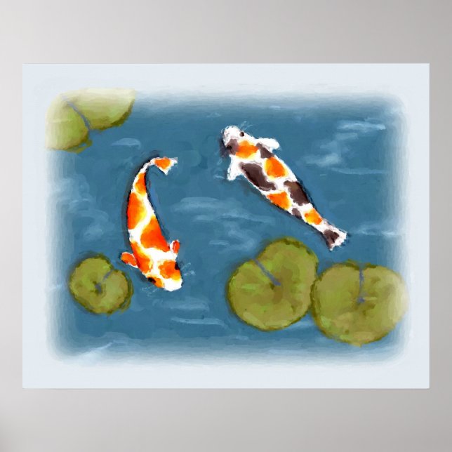 Watercolor Koi Pond Poster Print (Front)