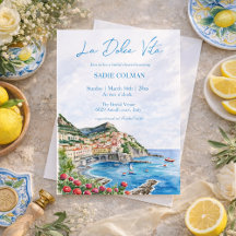Watercolor La Dolce Vita Italian Bridal Shower 