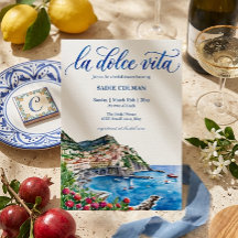 Watercolor La Dolce Vita Italian Bridal Shower 