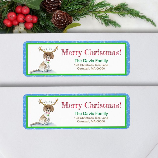 Watercolor Labradoodle Christmas Lights Antlers  (Creator Uploaded)