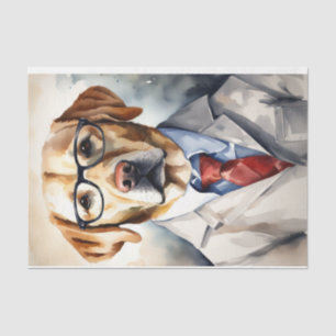 Watercolor Labrador in Glasses Decoupage Tissue Paper