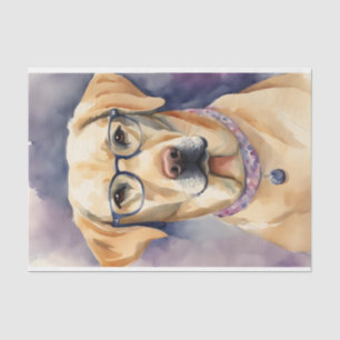 Watercolor Labrador in Glasses Decoupage Tissue Paper