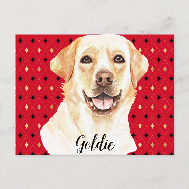 Watercolor Labrador Retriever Dog Personalised Postcard (Front)