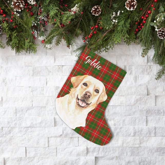 Watercolor Labrador Retriever Dog Personalised Small Christmas Stocking (Creator Uploaded)