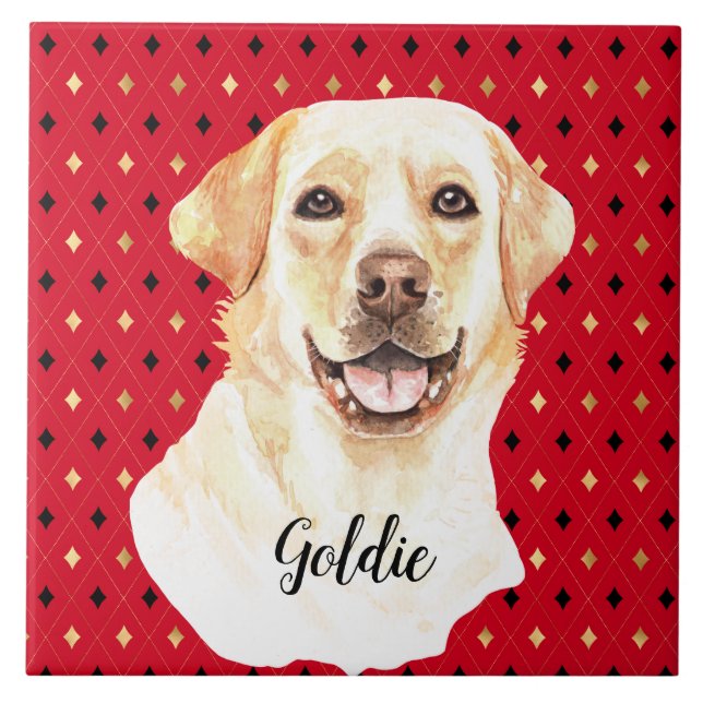 Watercolor Labrador Retriever Dog Personalised Tile (Front)