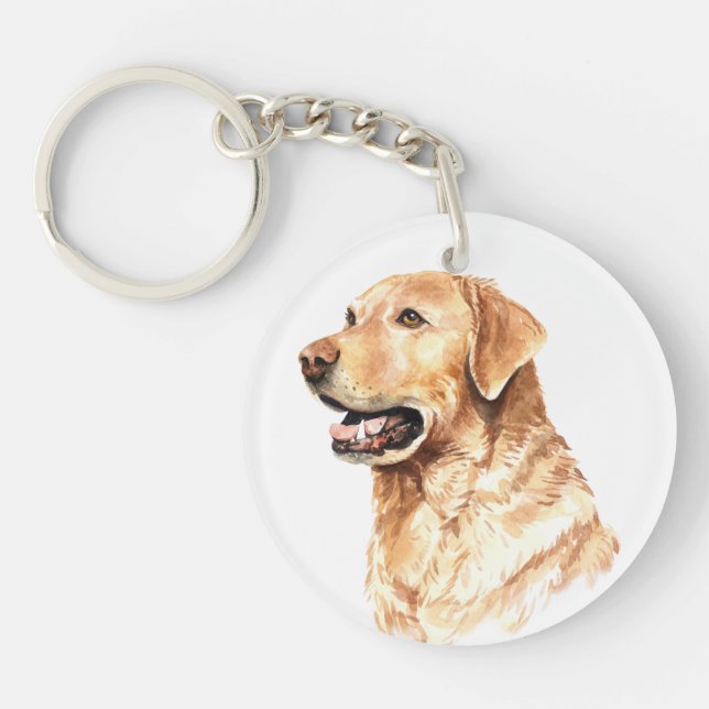 Watercolor Labrador Retriever Key Ring (Front)