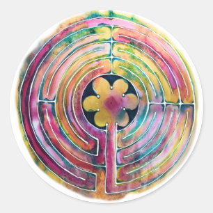 Watercolor Labyrinth Classic Round Sticker