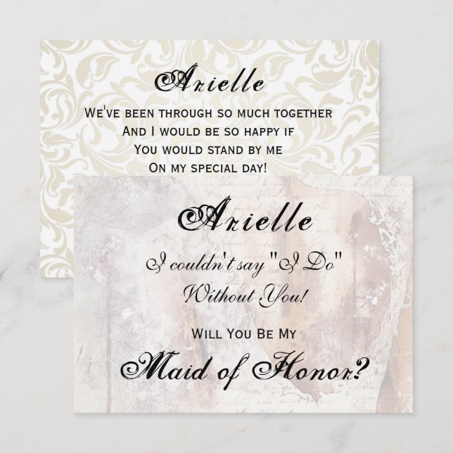 Watercolor Lace Dress Regency Maid of Honour Invit Invitation (Front/Back)