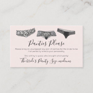 Watercolor Lace Lingerie Panty Game Bridal Shower Enclosure Card