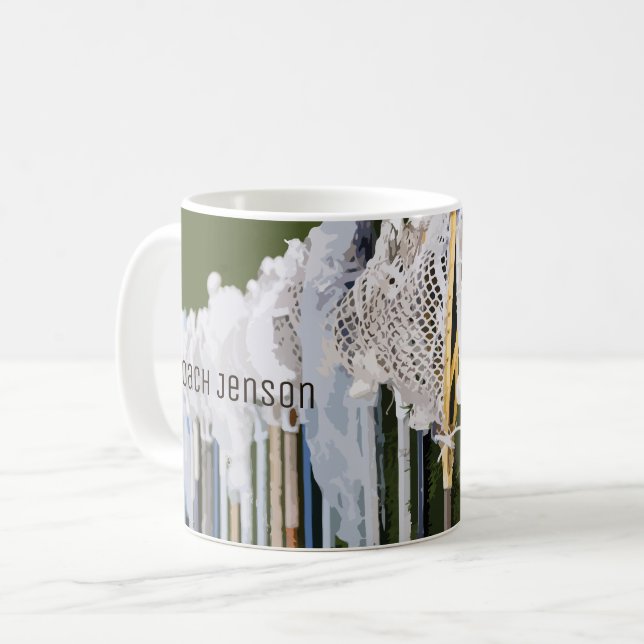 Watercolor Lacrosse Sticks Coffee Mug (Front Left)