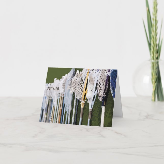 Watercolor Lacrosse Sticks Note Card (Front)